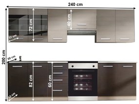 Mobilier bucătărie, stejar gri deschis/stejar închis, KLANTON