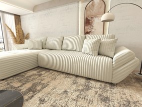 Colțar extensibil dumonde cu ladă de depozitare si sezut confortabil din spuma high-density, Berlin XL Ambience Ivory II 350x185 cm