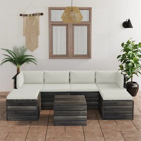 3061973 vidaXL Set mobilier grădină paleți cu perne 7 piese lemn masiv pin
