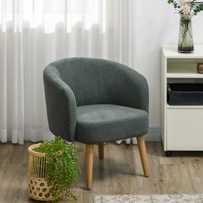 HOMCOM Fotoliu Modern din Material Teddy, Fotoliu Confortabil pentru cu Picioare din Lemn, 67x66x67 cm, Verde Închis | Aosom Romania