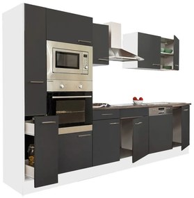 Mobilă de bucătărie Yorki 310, corp alb, cu față antracit satinat