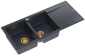 Chiuveta compozit incastrata Quadron Unique Evan 121 negru diamant - cupru 116x50 cm