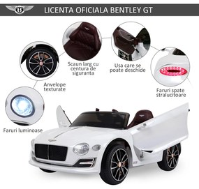 HOMCOM Mașinuță Electrică pentru Copii Model Bentley, Cu Lumini și Sunete, 108x60x43cm | Aosom Romania