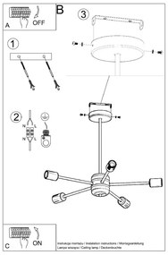 Plafonieră neagră 66x66 cm Benedett – Sollux
