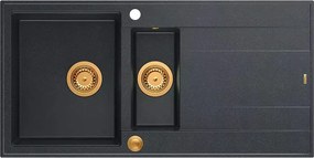 Chiuveta compozit incastrata Quadron Unique Evan 156 negru diamant - cupru 100x50 cm
