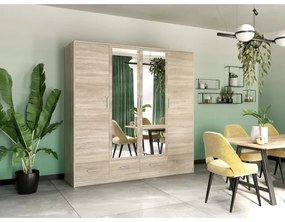 Dulap cu oglindă SANNA 200x215 cm, stejar Sonoma