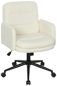 HOMCOM Scaun de birou, fotoliu de birou pivotant cu înălțime reglabilă, funcție de basculare, 61,5 x 65 x 91-101 cm, crem | Aosom Romania