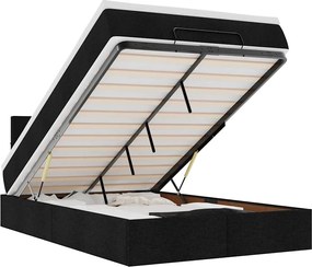 vidaXL Pat otoman cu saltea negru 120x190 cm stofa