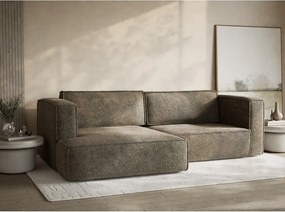 Colțar maro extensibil/cu spațiu de depozitare cu tapițerie din chenille (cu colț pe partea stângă/cu șezlong) Velto – Maison de Rêve