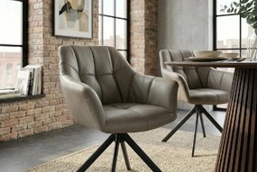 Set de 2 scaune pivotante PAPILLON piele taupe/ negru