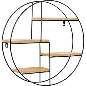 STILISTA Raft rotund de perete, sv. lemn, 48 x 48 x 12 cm