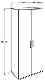 Dulap Haine Adore Trendline cu 2 usi si umeras, 80 x 187 x 47 cm