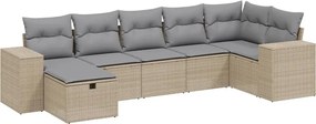 vidaXL Set canapele de grădină, 7 piese, cu perne, bej, poliratan