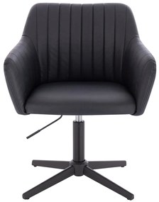 HC190CROSS Scaun Neagră din Piele Ecologica cu Bază Neagră