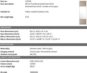 Oglinda decorativa LUX Presidio, alama periata 60x205cm 115192 HZ