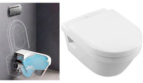 Set vas WC suspendat Villeroy &amp; Boch, Architectura, rotund, direct flush, cu capac soft close, alb alpin