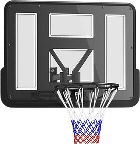 SPORTNOW Coș de baschet de perete pentru exterior 110 x 75 cm, panou rezistent la spargere, inel Ø45 cm, negru | Aosom Romania
