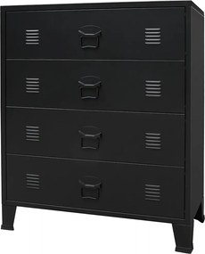 vidaXL Comodă sertare, metal, stil industrial, 78x40x93 cm, negru