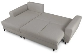 Colțar gri deschis extensibil, cu spațiu de depozitare cu tapițerie din țesătură bouclé (cu colț pe partea stângă, cu șezlong) Kyoto – Cosmopolitan Design