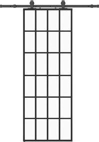 vidaXL Ușă glisantă cu set de feronerie neagră 76x205 cm Sticlă ESG