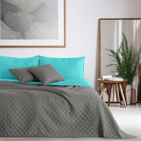 Cuvertură cu 2 fețe din microfibră DecoKing Axel, 220 x 240 cm, turcoaz-gri