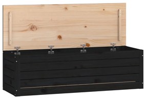 823628 vidaXL Cutie de depozitare, negru, 109x36,5x33 cm, lemn masiv de pin