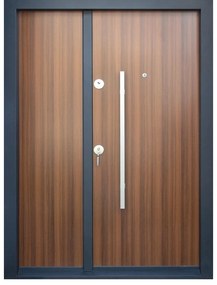 Usa metalica dubla de exterior cu izolatie si vizor Novo Doors NDS1400, Din compozit, 2 yale, Kit complet, Pentru case (Culoare: Gri Antracit,