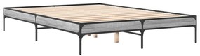 845009 vidaXL Cadru de pat, gri sonoma, 160x200 cm, lemn prelucrat și metal