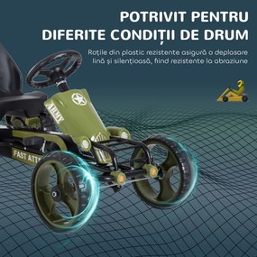 HOMCOM Kart cu Pedale pentru Copii de 3-6 Ani cu Scaun Reglabil și Frână de Mână, 105x54x61 cm, Verde | Aosom Romania