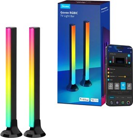 Set 2 Smart LED lampi pentru televizor LED Govee H6046 RGBIC, 24 W, Segmente de culoare adresabile, Wi-Fi, Bluetooth, Govee Home, Negru