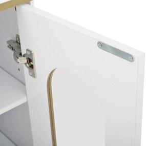 Comodă cu fronturi din sticlă, suport pentru vinuri și mult spațiu de depozitare, 120x38x90 cm, Alb