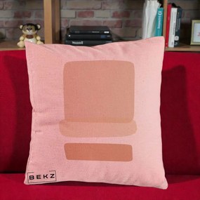 Perna Decorativa Abstract Forme Bej Poudre, 40x40 cm, Roz, Husa Detasabila, Perna Inclusa, BEKZ®