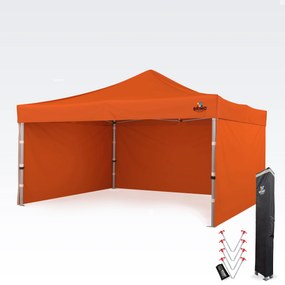 Cort promo din aluminiu 4x4 m ALU PREMIUM – 3 pereți, HEX 45 mm - cu 3 pereți - Portocaliu