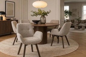 Set de 2 scaune pivotante, Lemn de stejar, textil boucle taupe BALTIC