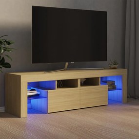 804367 vidaXL Comodă TV cu lumini LED, stejar sonoma, 140x36,5x40 cm