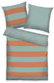 Lenjerie de pat din bumbac Tom Tailor Warm Coral & Fresh Sage, 200 x 220 cm, 2 buc 80 x 80 cm