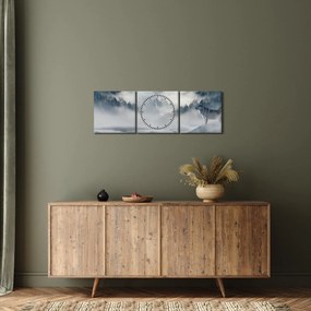 Tablou cu lupi (cu ceas) (90x30 cm)