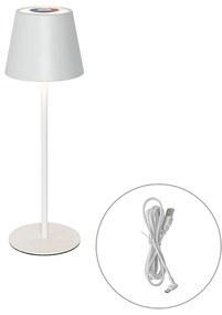 Lampă de masă albă incluzând LED reglabil și reîncărcabil RGB IP54 - Murdock