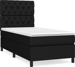 vidaXL Pat box spring cu saltea, negru, 80x200 cm, textil