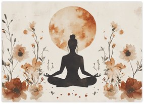 Tablou pe sticlă - Yoga Portocalie (70x50 cm)