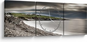 Tablou cu lac în amurg (cu ceas) (90x30 cm)