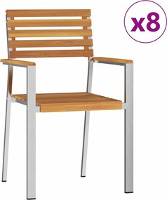 vidaXL Scaun pentru Grădină 8 pcs Ulei Natural Lemn Solid de Acacia