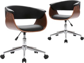 vidaXL Scaune de bucătărie pivotante, 2 buc. negru, piele ecologică