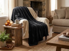 Patura din microplus SOFT, neagra Dimensiune: 200 x 220 cm