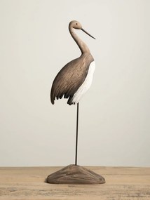 Decorațiune pasăre din lemn de paulownia pe suport din metal, H63 cm, "Wadin"
