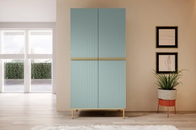 Dulap Nicole dormitor 100 cm - salvie MDF / picioare aurii