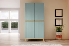 Dulap Nicole dormitor 100 cm - salvie MDF / picioare aurii