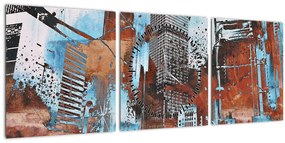 Tablou - Zgârie-nori (cu ceas) (90x30 cm)