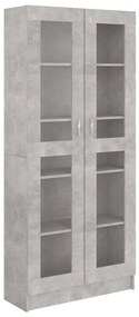 802772 vidaXL Dulap cu vitrină, gri beton, 82,5 x 30,5 x 185,5 cm, PAL