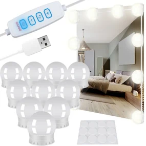 Set de lumini cu 10 becuri LED pentru Oglinda de make-up, 3 Moduri de Iluminare